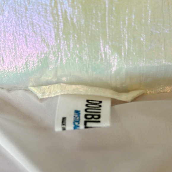 Double Zero Back To Me Chrome Puffer Jacket Coat Women’s Size M White Iridescent - Picture 6 of 12